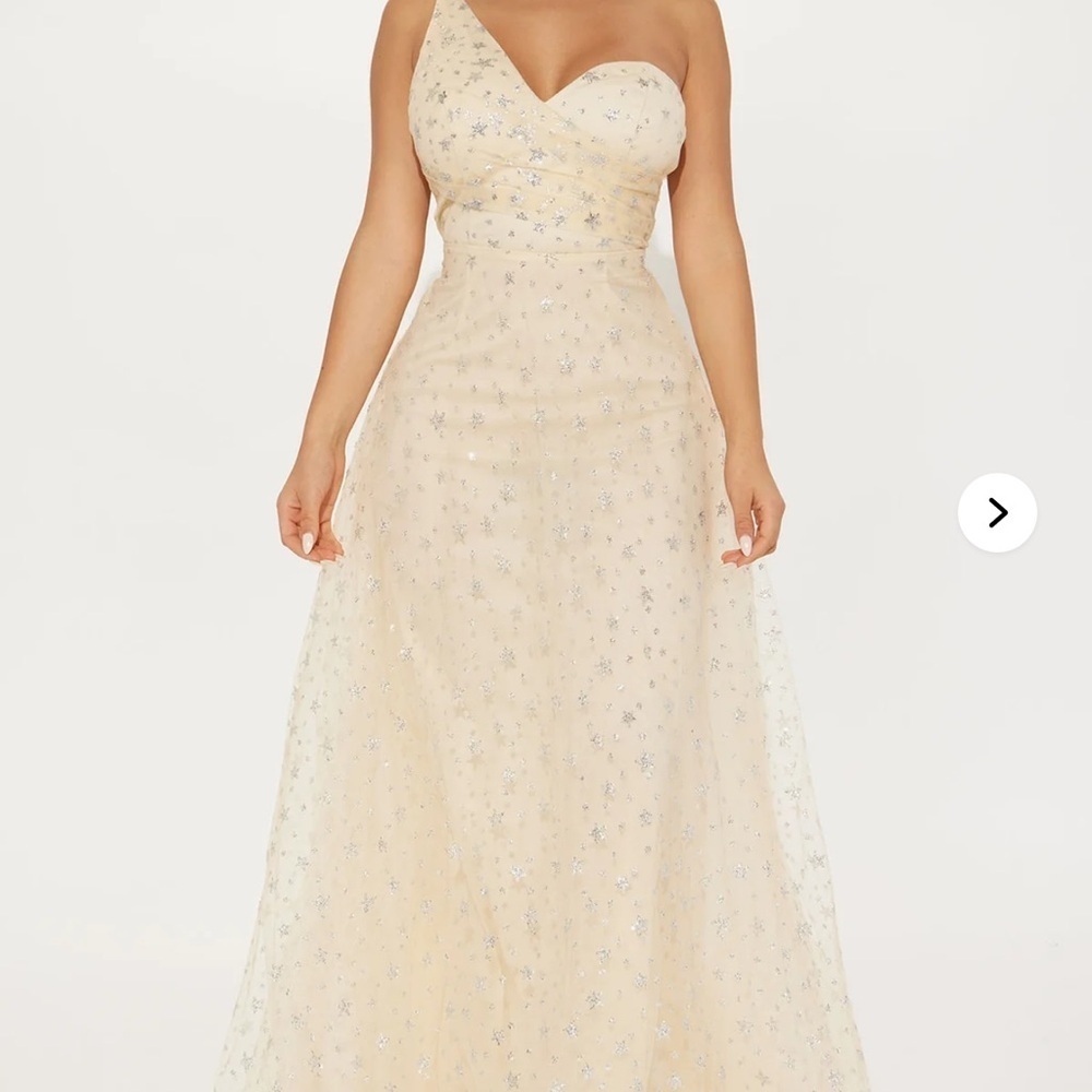 “All of The Stars” Fashion Nova Cream Tulle Maxi Dress NWT SX XL